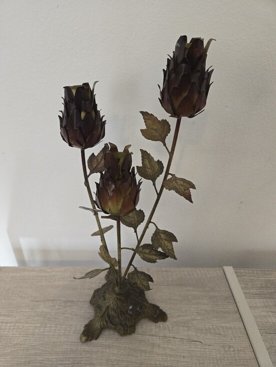 Other - Vintage Flower Candelabra Floral Candelabra Tole Flowers Decor